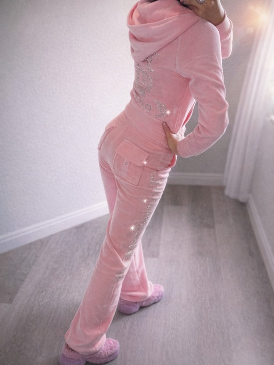 Juicy Couture Tops - SOLD❣️NWT Juicy Couture Pink Velour Tracksuit Set Y2K Rhinestone S